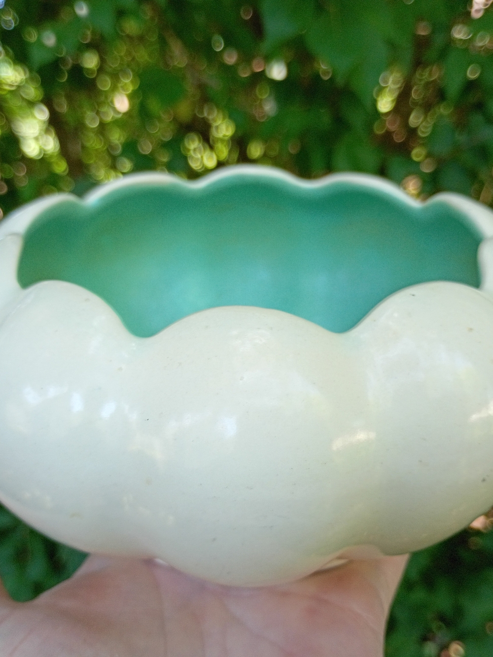 Vtg Red Wing Pottery Rum rill 1930's Scalloped Shaped Bowl/Planter